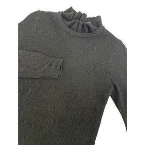 J.Crew Womens Black Alpaca Blend Ruffle Mock Neck Sweater Size S Pullover Top